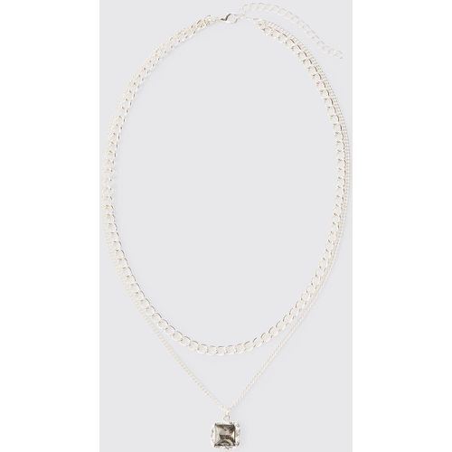 Collier superposé à chaînes multiples et pendentif en pierre fantaisie - ONE SIZE - Boohooman - Modalova