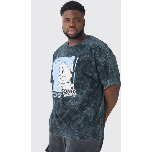 Grande taille - T-shirt délavé à imprimé Sonic - XXXXL - Boohooman - Modalova