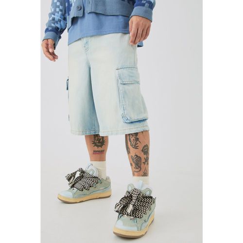 Jogging cargo droit en jean - 32 - Boohooman - Modalova