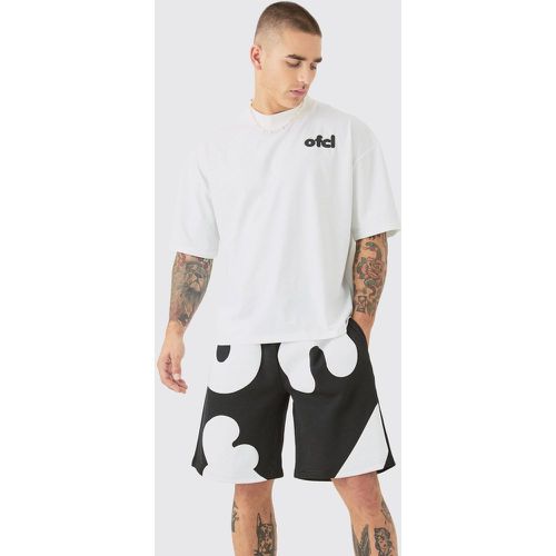 Ensemble oversize imprimé avec t-shirt et short - Official - S - Boohooman - Modalova