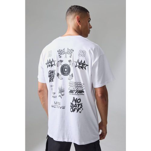 Man Active Oversized Multi Graphic Back Print T-shirt - Boohooman - Modalova