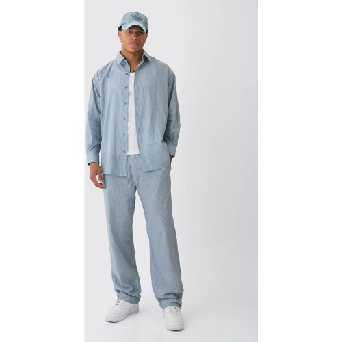 Ensemble oversize à rayures fines avec chemise et pantalon - S - Boohooman - Modalova