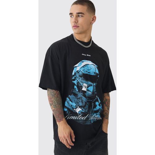 T-shirt oversize à col montant et imprimé masque - S - Boohooman - Modalova