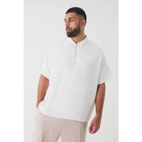 Grande taille - Polo zippé en lin en - XXXL - Boohooman - Modalova