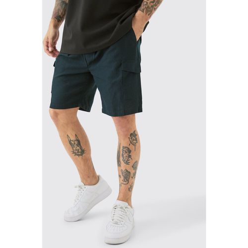 Short cargo en lin à taille élastiquée - S - Boohooman - Modalova