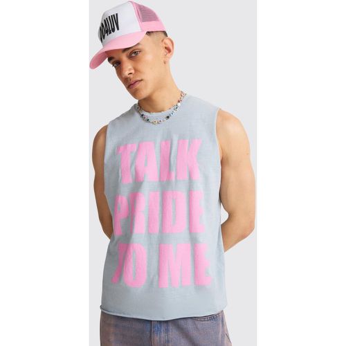 Débardeur oversize déchiré à slogan Talk Pride To Me - Pride - S - Boohooman - Modalova