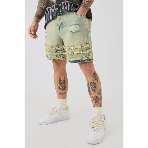 Short large en jean à déchirures - 28 - Boohooman - Modalova