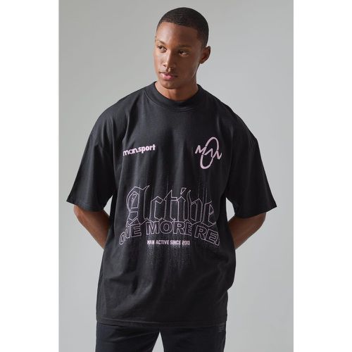 Active Oversized Extended Neck One More Rep Gothic T-shirt - Boohooman - Modalova