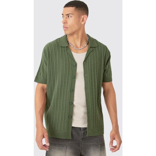 Chemise en maille torsadée à manches courtes - S - Boohooman - Modalova