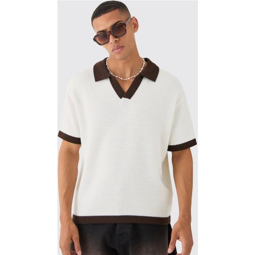 Polo oversize en maille contrastante - L - Boohooman - Modalova