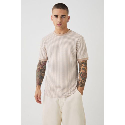 T-shirt habillé effet jacquard à imprimé pied-de-poule - S - Boohooman - Modalova