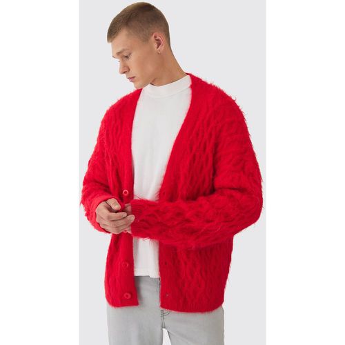 Cardigan oversize en maille torsadée à col bateau - M - Boohooman - Modalova