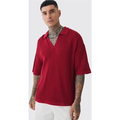 Tall - Polo oversize côtelé à manches courtes - S - Boohooman - Modalova