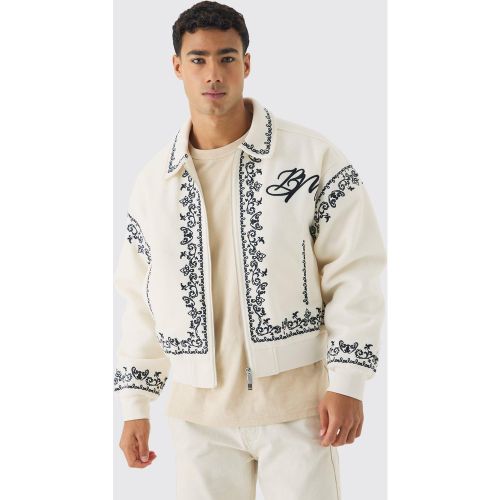 Bomber oversize à broderie BM homme - S - Boohooman - Modalova