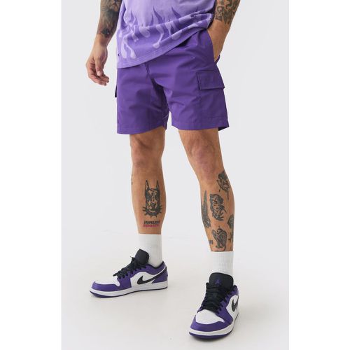 Purple Nylon Elastic Waist Cargo Shorts - Boohooman - Modalova