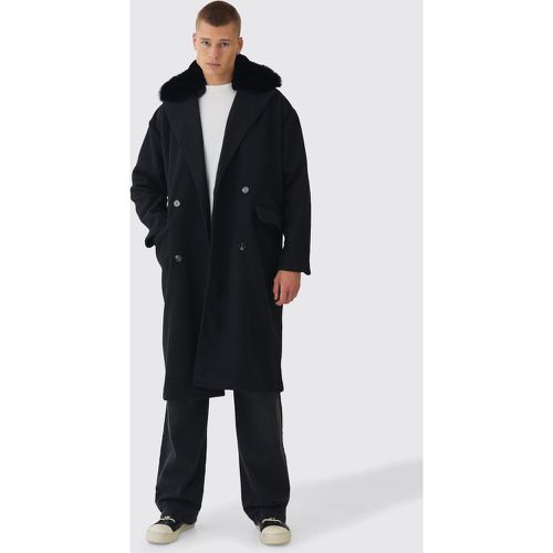 Manteau pardessus à bordure en fausse fourrure - S - Boohooman - Modalova