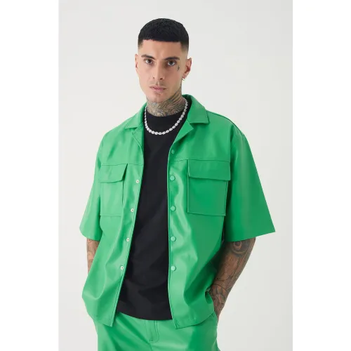 Tall - Surchemise enduite à manches courtes - L - Boohooman - Modalova