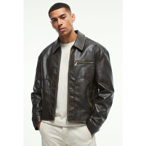 Veste biker slim délavée - S - Boohooman - Modalova