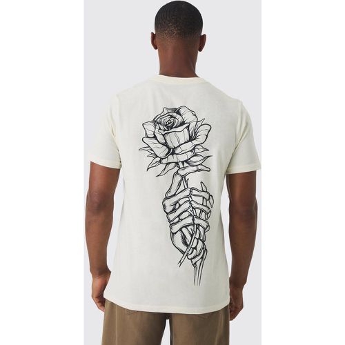 Slim Fit Washed Rose Line Drawn Back Print T-shirt - Boohooman - Modalova