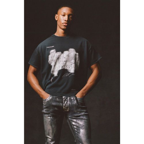 T-shirt oversize premium délavé imprimé - M - Boohooman - Modalova