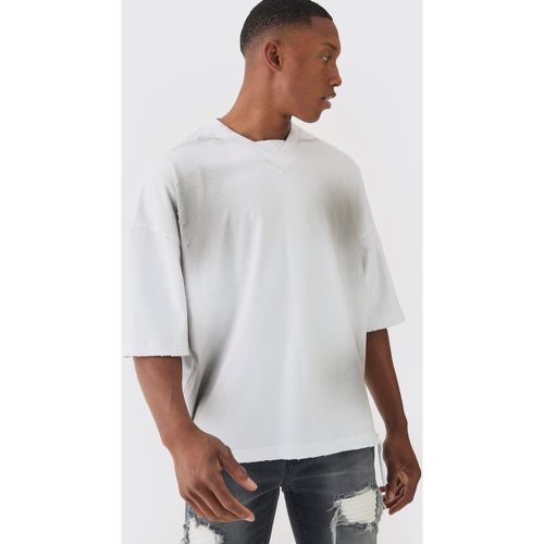 T-shirt oversize premium délavé à col V - S - Boohooman - Modalova