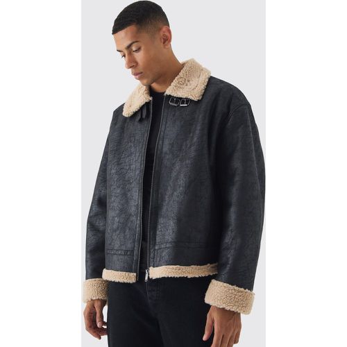 Veste aviateur oversize en faux daim - S - Boohooman - Modalova