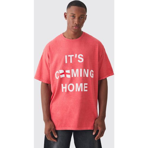 T-shirt oversize délavé à slogan It's Coming Home - S - Boohooman - Modalova