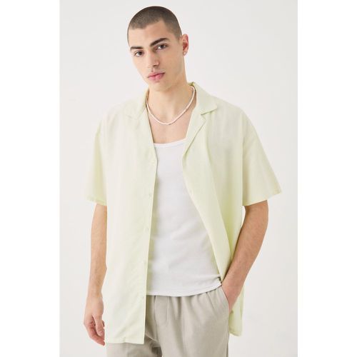 Short Sleeve Oversized Linen Shirt - Boohooman - Modalova
