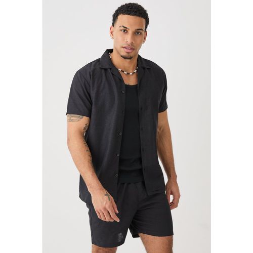 Ensemble en lin à manches courtes avec chemise et short - L - Boohooman - Modalova