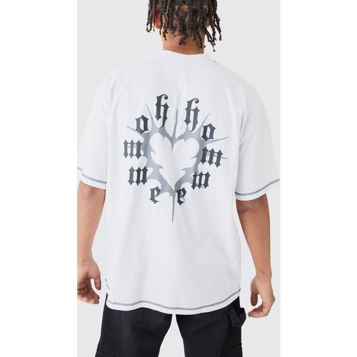 T-shirt oversize à imprimé cœur - M - Boohooman - Modalova