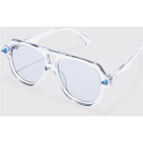 Plastic Aviator Sunglasses In Grey - Boohooman - Modalova