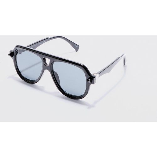 Plastic Aviator Sunglasses In Black - Boohooman - Modalova