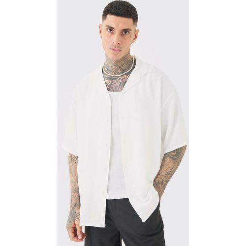 Tall Short Sleeve Oversized Linen Shirt In White - Boohooman - Modalova