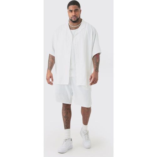 Grande taille - Ensemble oversize en lin à manches courtes et short homme - XXXXXL - Boohooman - Modalova