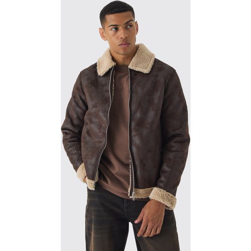 Veste aviateur en faux daim - S - Boohooman - Modalova