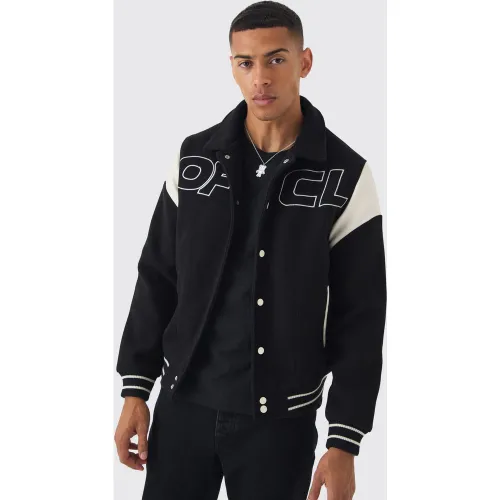 Veste universitaire à col contrastant - Ofcl - XL - Boohooman - Modalova