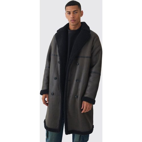 Manteau long croisé en polaire - S - Boohooman - Modalova