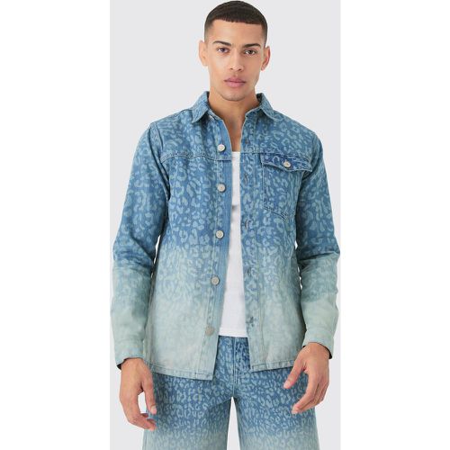 Surchemise en jean à imprimé léopard - S - Boohooman - Modalova