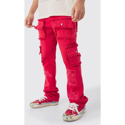 Slim Rigid Flare Distressed Pocket Jeans In Red - - 28R - Boohooman - Modalova