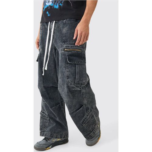 Jean cargo délavé à taille élastiquée homme - 28R - Boohooman - Modalova