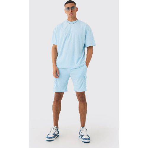 Ensemble oversize à col montant en tissu éponge et short cargo - S - Boohooman - Modalova