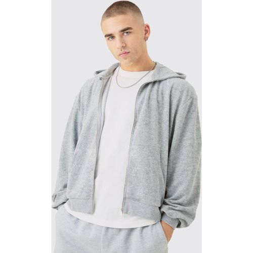 Sweat à capuche oversize zippé en tissu éponge homme - L - Boohooman - Modalova