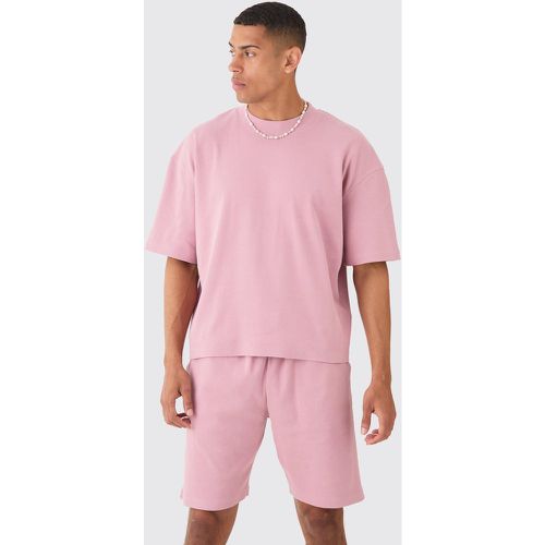 Ensemble oversize côtelé avec t-shirt et short - S - Boohooman - Modalova