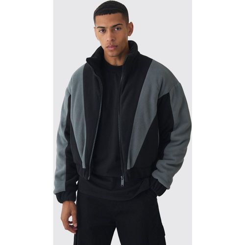 Veste oversize color block à col montant en polaire homme - S - Boohooman - Modalova