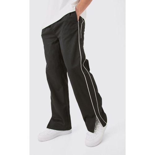 Side Stripe Split Hem Branded Parachute trousers - Boohooman - Modalova