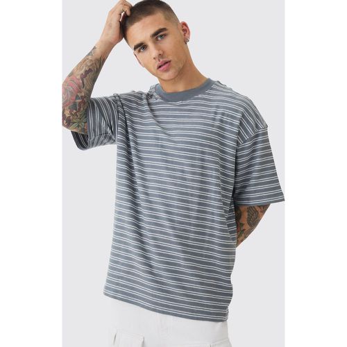 T-shirt oversize côtelé à rayures - XS - Boohooman - Modalova