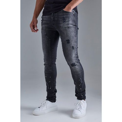 Jean skinny stretch à ourlets zippés - 30R - Boohooman - Modalova