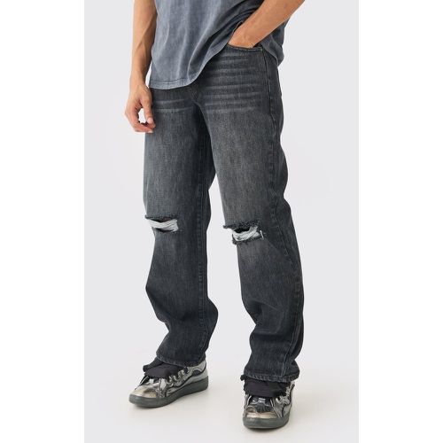 Baggy Rigid Black Wash Ripped Knee Jeans - - 28R - Boohooman - Modalova