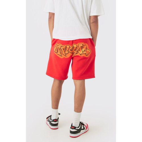 Short large à imprimé graffiti - Official - XS - Boohooman - Modalova