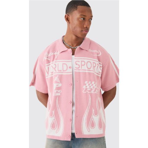 Chemise large imprimé moto - S - Boohooman - Modalova